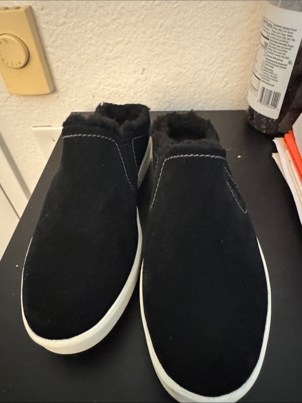 Women’s Black Suede Slip-On Loafers with Plush Lining